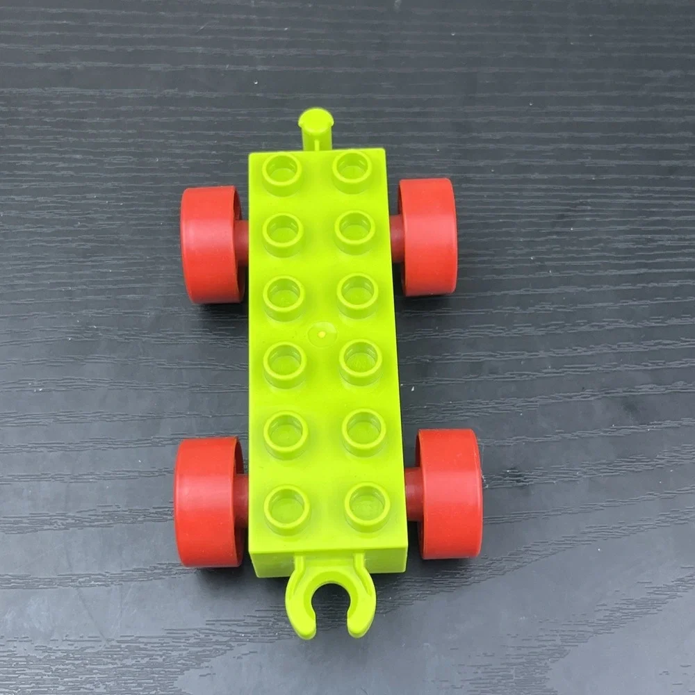 LEGO DUPLO Light Green Vehicle Base Red Wheels Replacement Car Chassis Block
